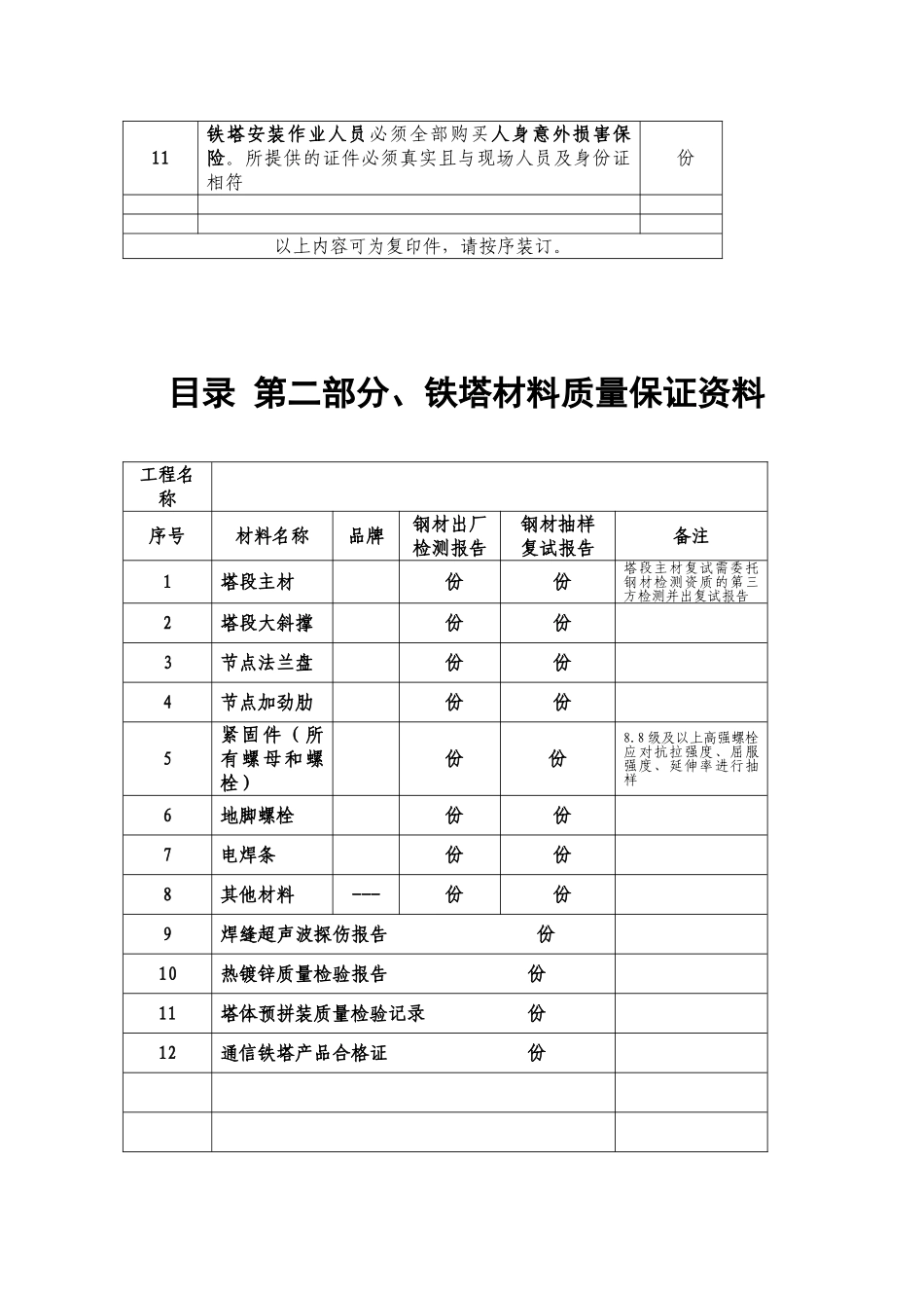 中国移动基站铁塔工程竣工资料模版_第3页