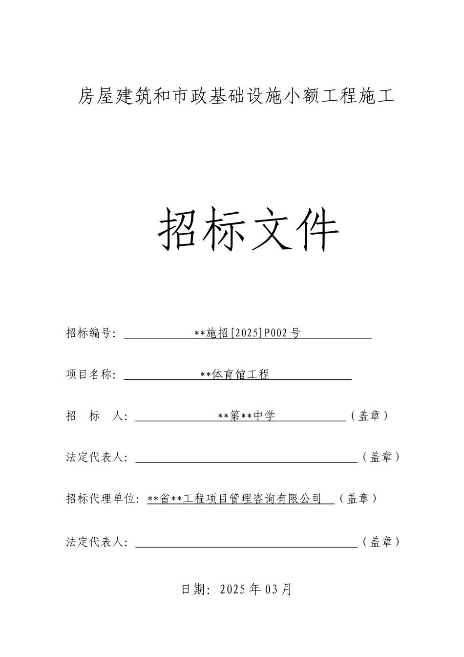 中学体育馆工程施工招标文件_第1页