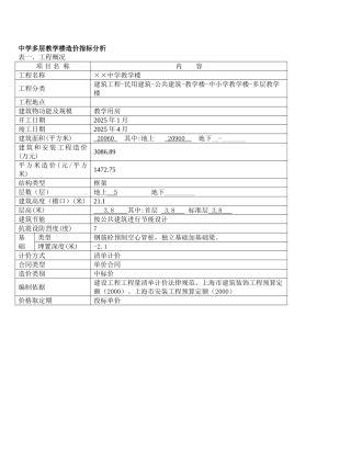 中学多层教学楼指标1