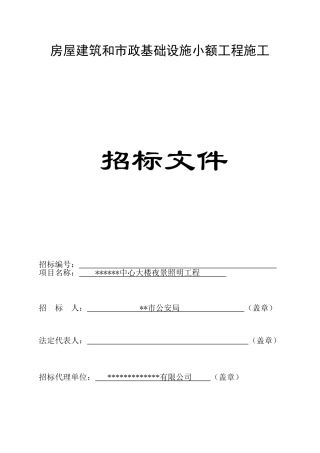 中心大楼夜景照明工程施工招标文件