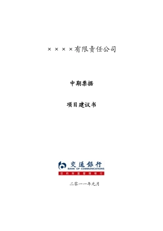 中期票据项目建议书