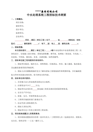 中水处理系统招标技术纲要