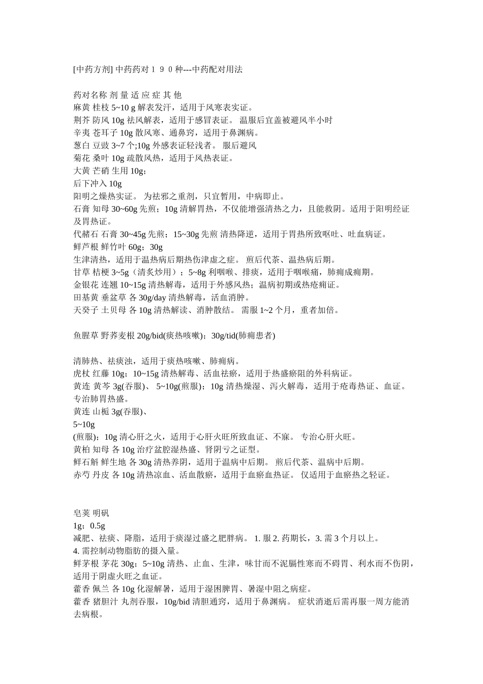 中药药对190种---中药配对用法_第1页