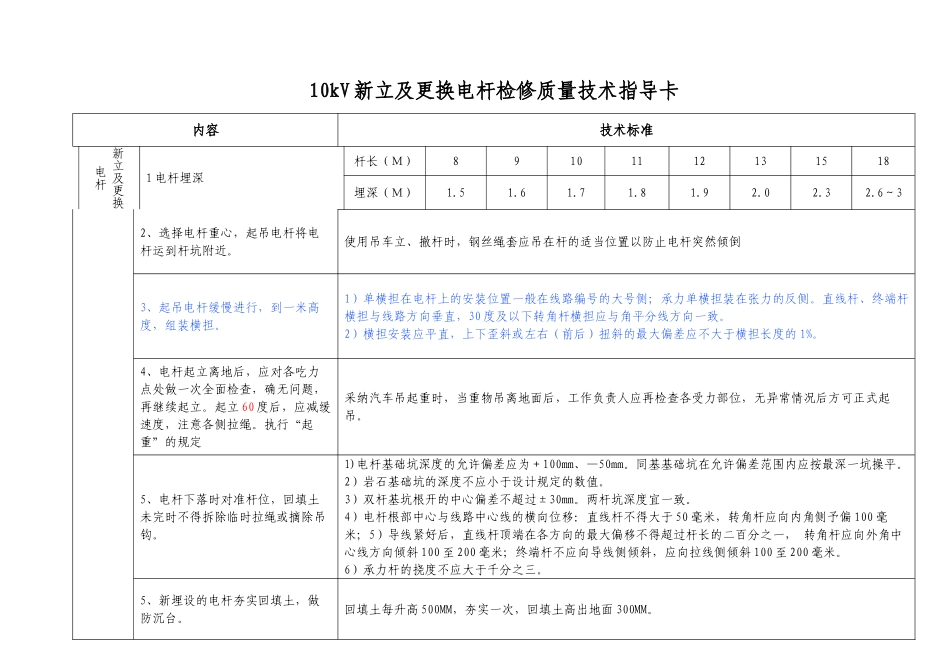 丰收变10kV新立及更换电杆作业指导卡_第3页
