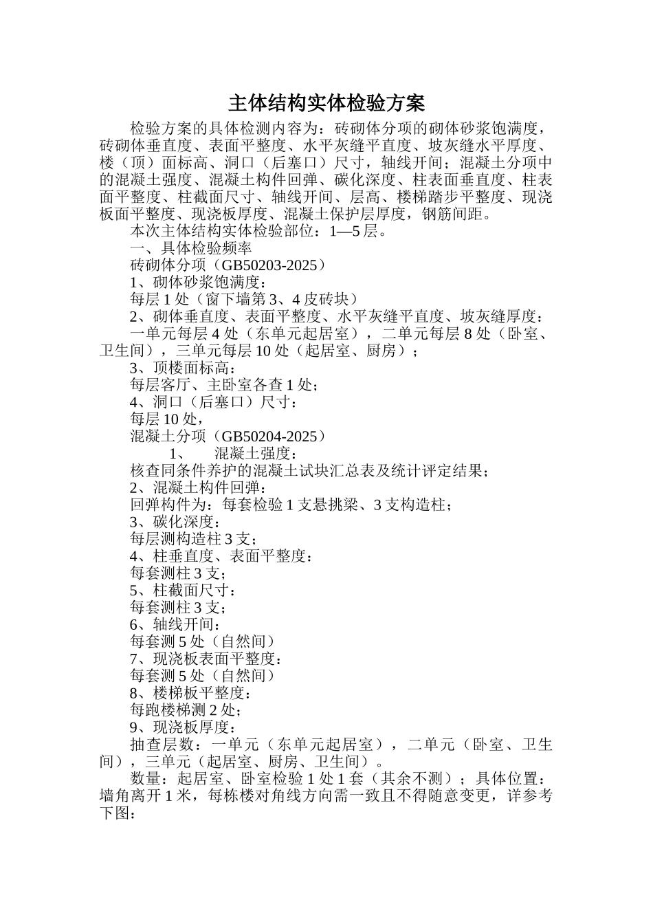 主体结构实体检验方案_第1页