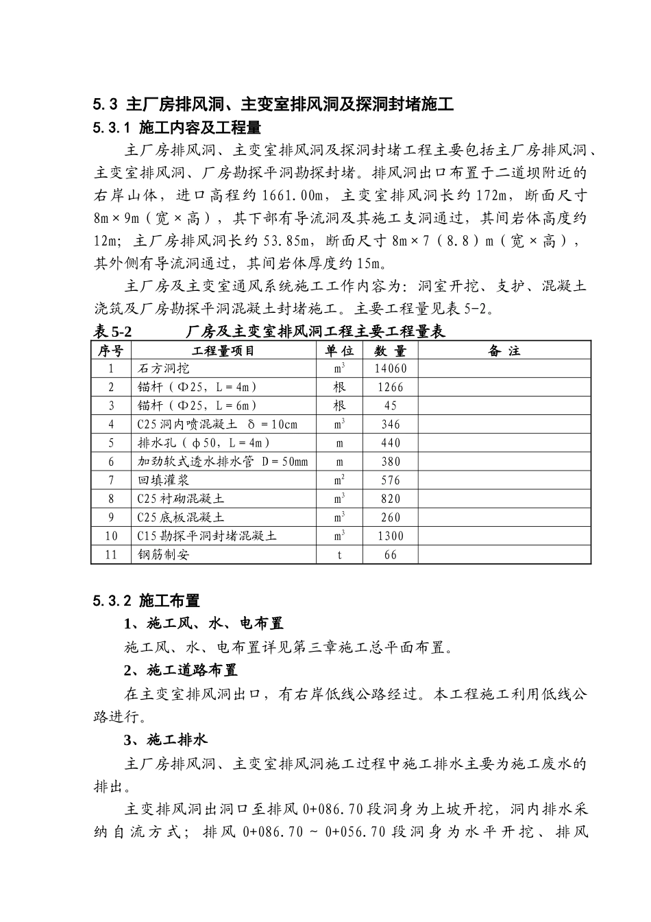 主厂房排风洞、主变室排风洞及探洞封堵施工_第1页