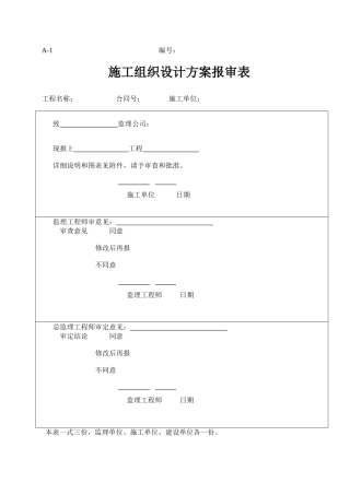 主要监理用表格式