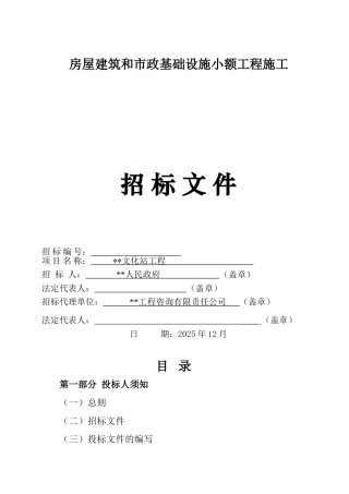 乡文化站工程施工招标文件