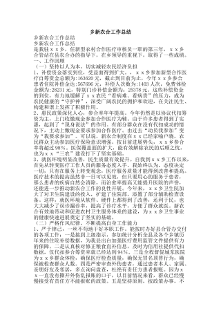 乡新农合工作总结-精品范文资料