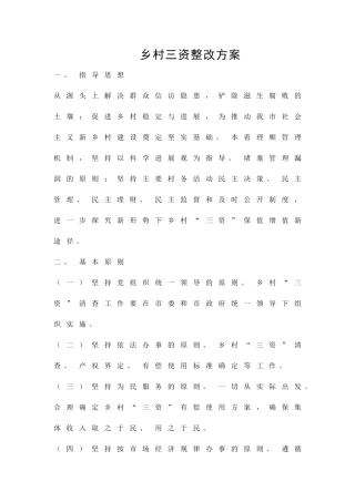 乡村三资整改方案精品策划方案