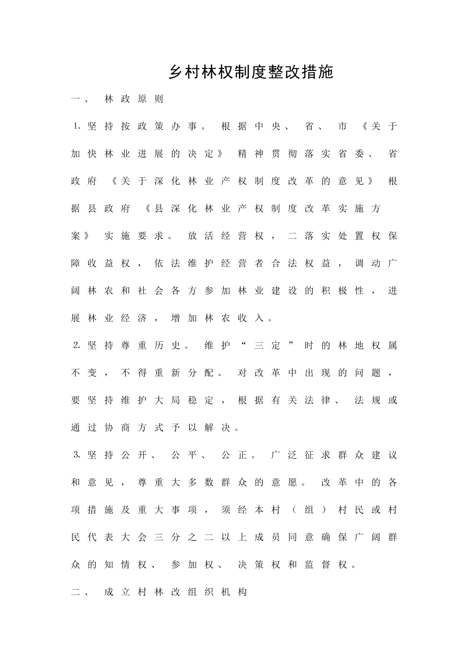 乡村林权制度整改措施精品策划方案_第1页