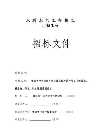 乡水土流失综合治理项目施工招标文件