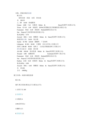 乳胶漆特别配方