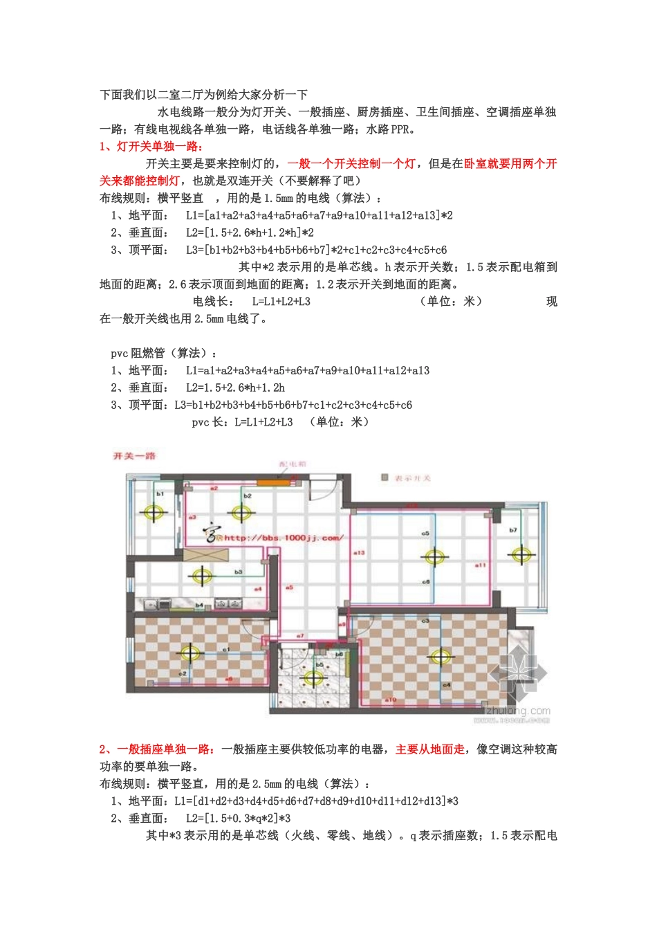 二室二厅装修水电安装工程工程量计算实例_第1页