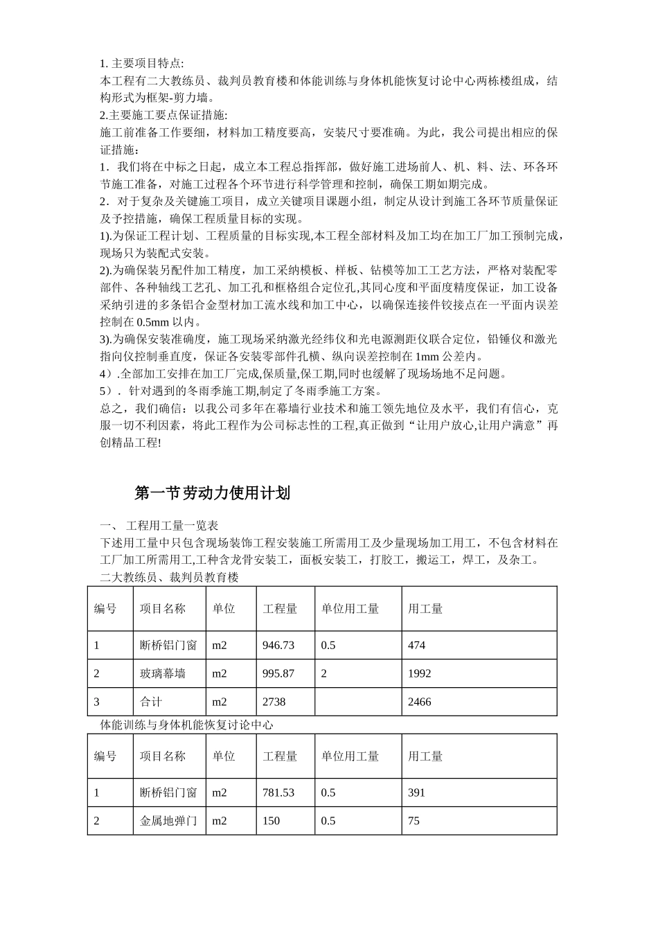 二大教练员、裁判员教育楼和体能训练与身体机能恢复研究中心玻璃幕墙及铝合金门窗工程施组设计_第3页