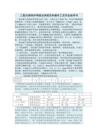 二氧化碳保护焊接规范和操作工艺作业指导书