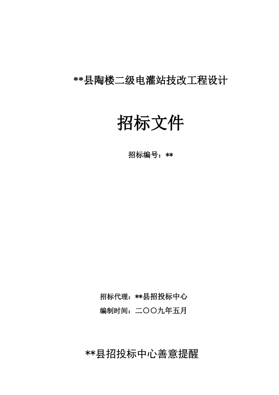 二级电灌站技改工程设计招标文件_第1页