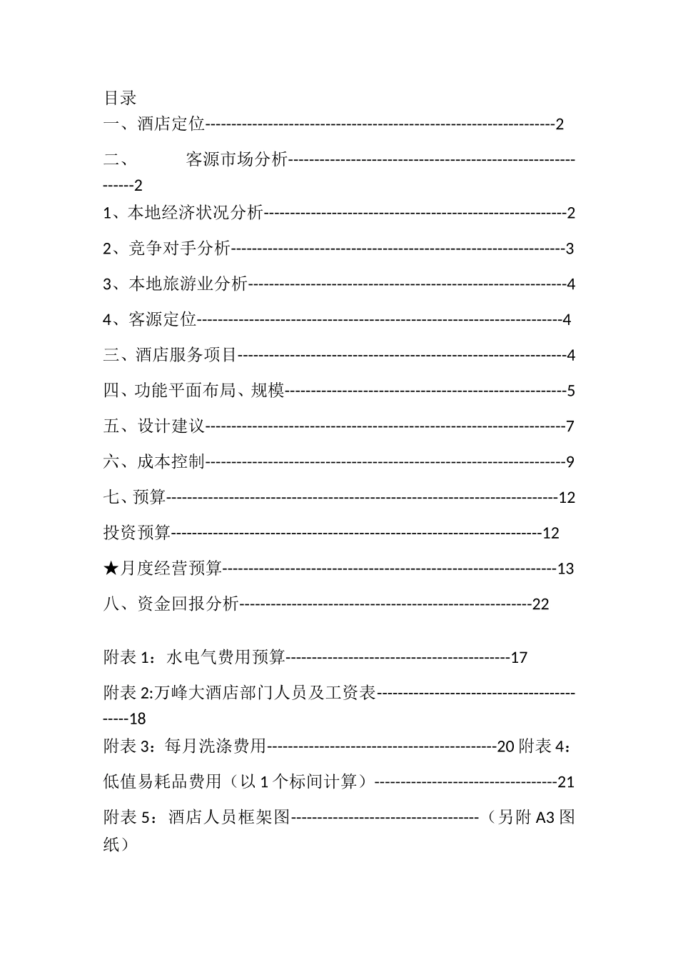 五星级酒店开发定位与投资预算分析报告_第1页