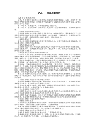 产品——市场战略分析