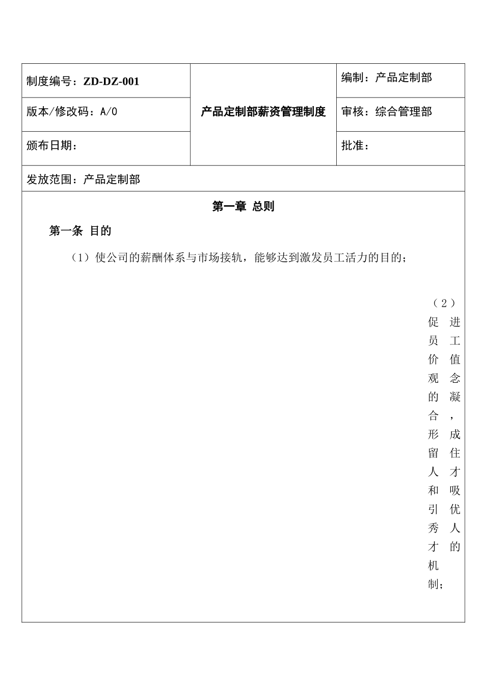 产品定制部薪资管理制度_第1页