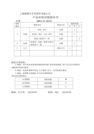 产品审核评级指导书