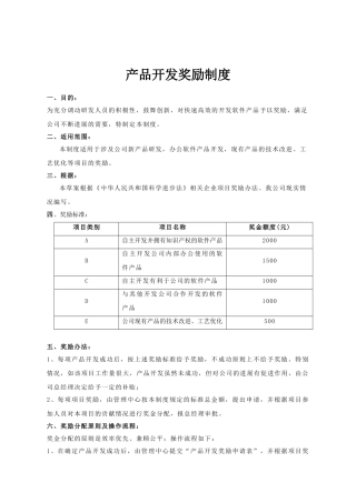 产品开发奖励制度
