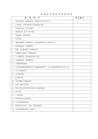 产品提交验收发版检查单
