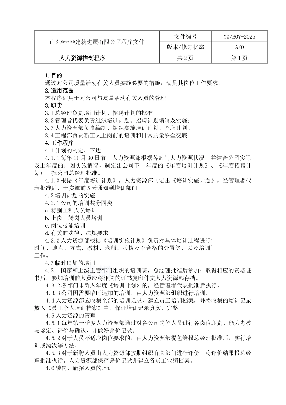 人力资源控制程序_第1页