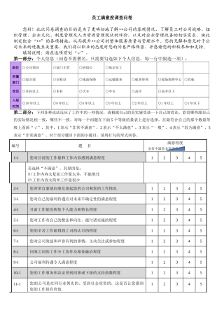 人力资源管理现状专业调查问卷