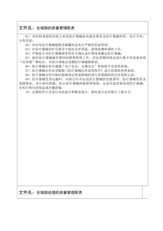 仓储部的质量管理职责