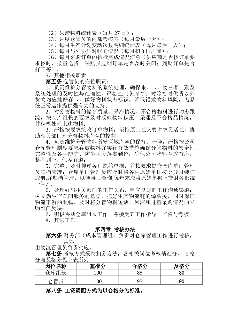 仓库管理职责和考核办法_第3页