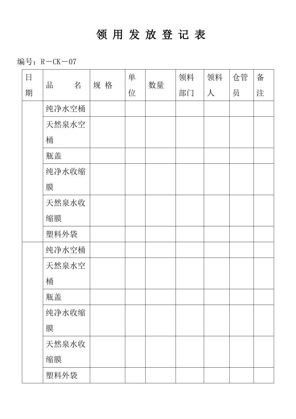 仓库领用发放登记表_第1页