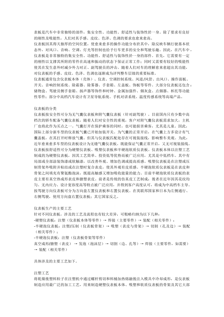 仪表板是汽车中非常独特的部件_第1页