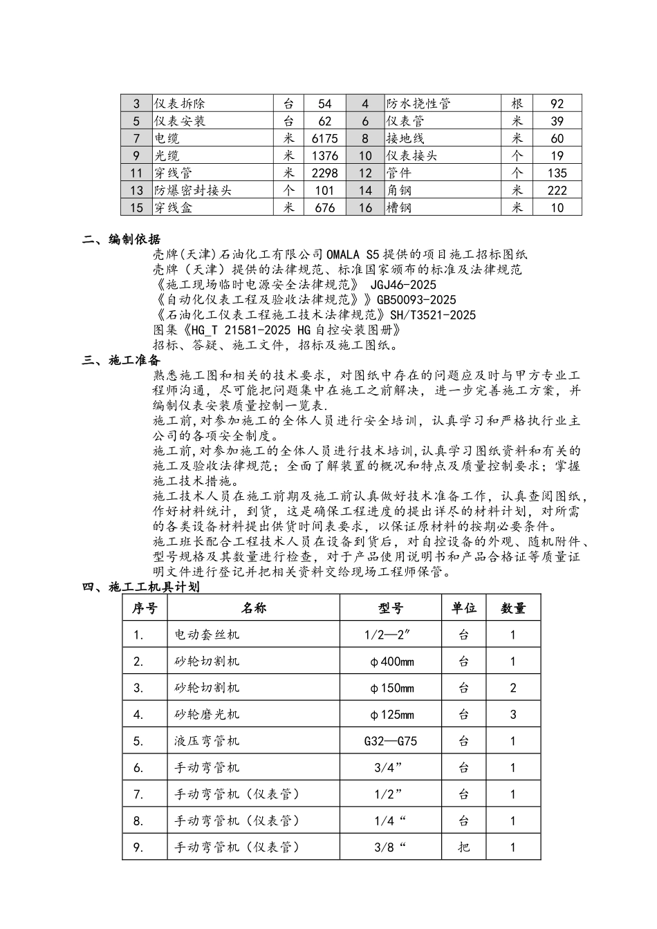 仪表工程施工方案-壳牌天津10_第3页