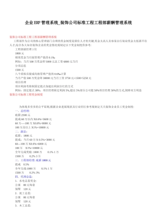 企业ERP管理系统-装饰公司标准工程工程部薪酬管理系统