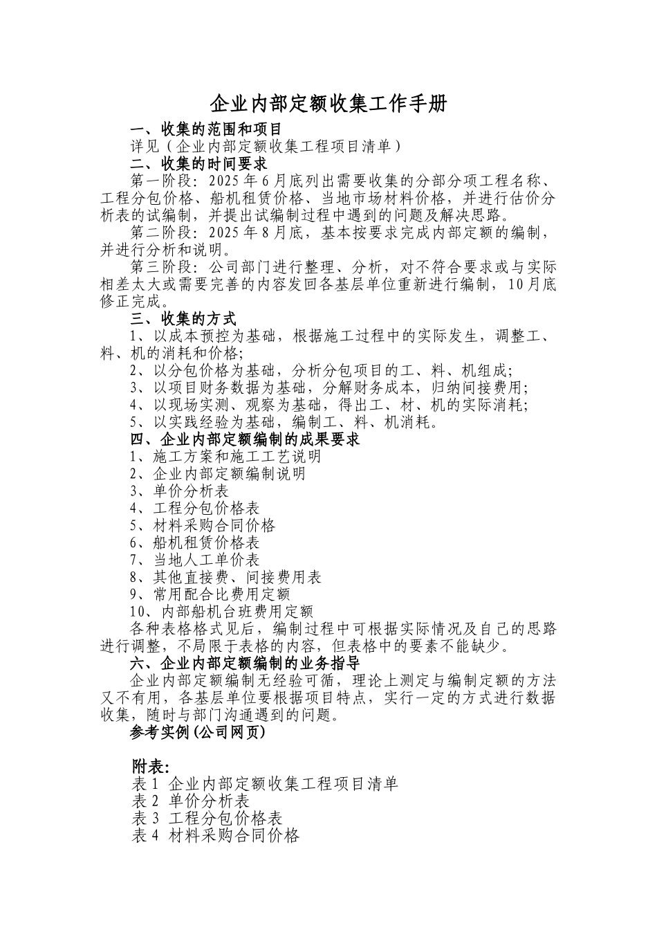 企业内部定额收集管理手册_第1页