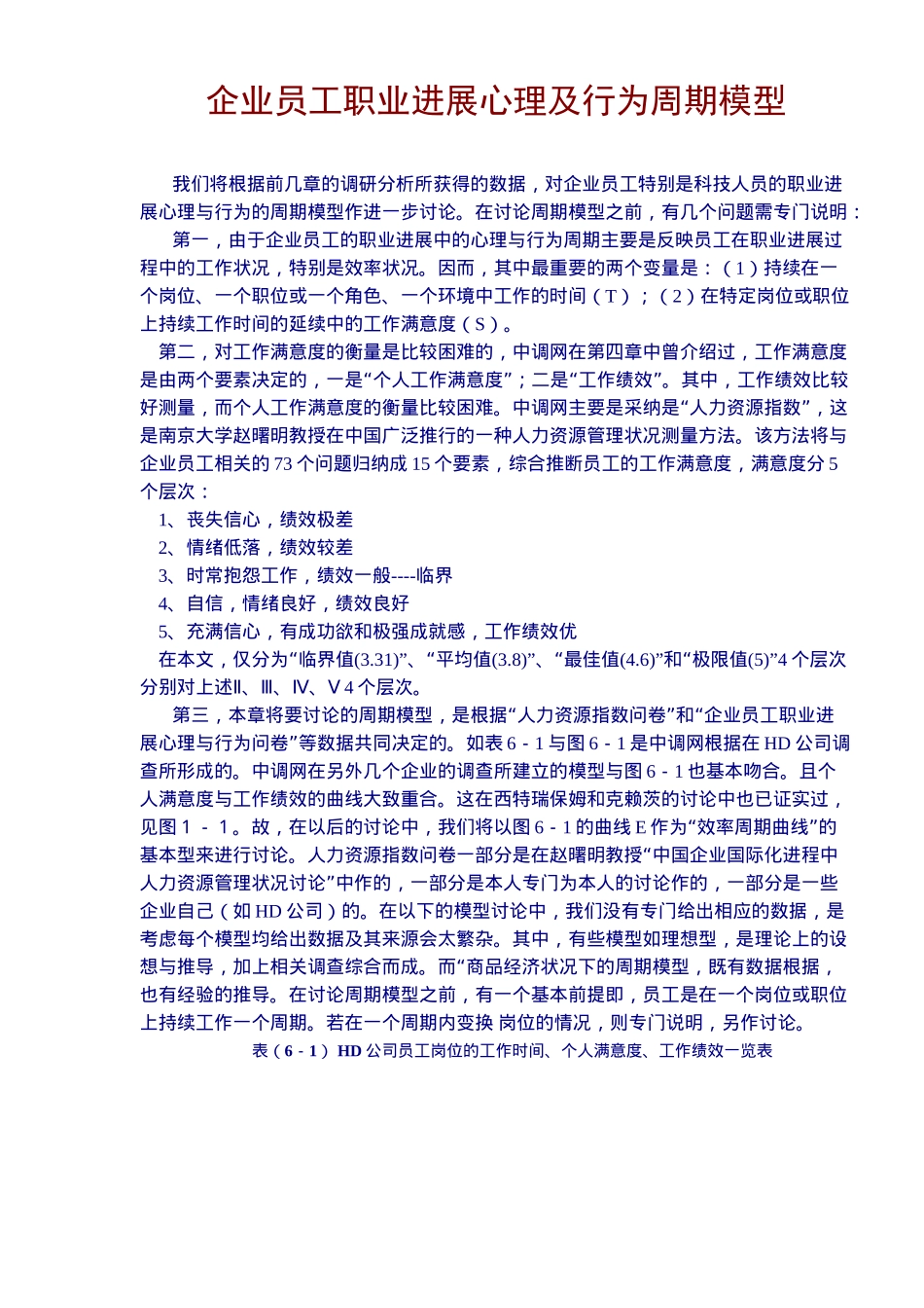 企业员工职业发展心理及行为周期模型_第1页