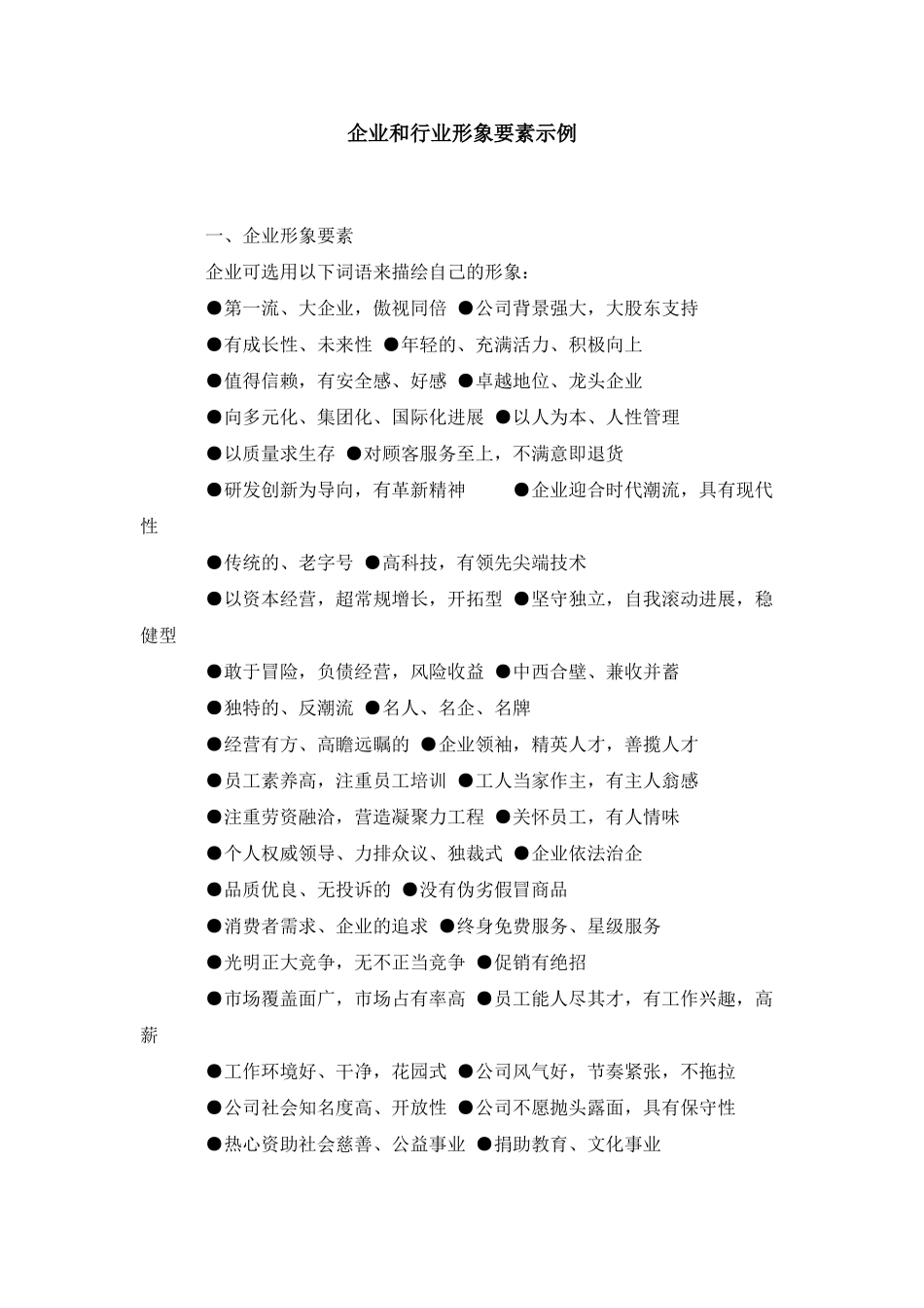 企业和行业形象要素示例_第1页