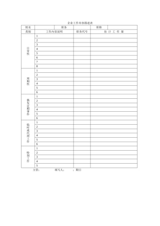 企业工作内容描述表