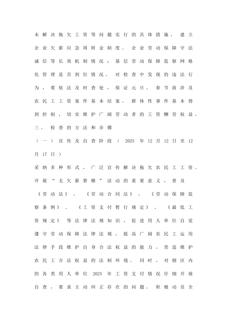 企业工资支付专项检查行动方案精品策划方案_第2页