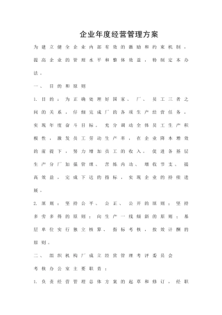 企业年度经营管理方案精品策划方案