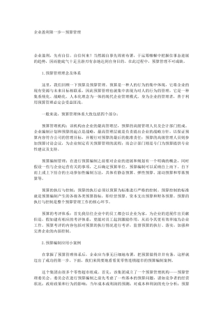 企业盈利第一步——预算管理