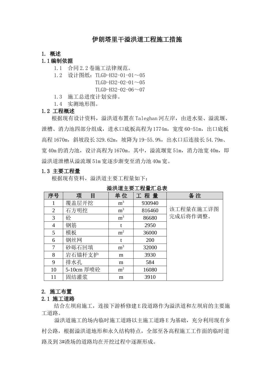 伊朗塔里干溢洪道工程施工措施_第1页