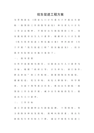 优生促进工程方案精品策划方案