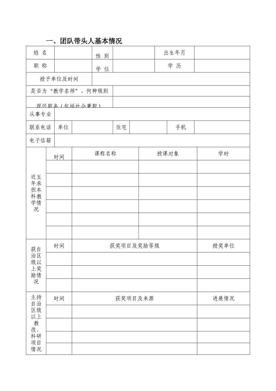优秀教学团队建设项目申请书_第3页
