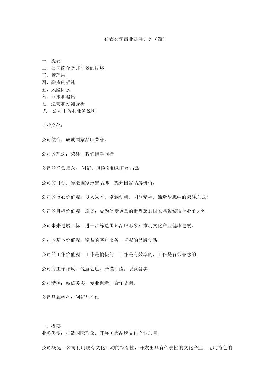 传媒公司商业计划书_第1页