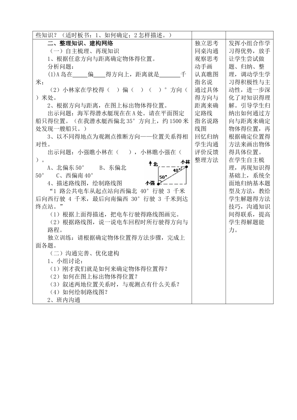 位置与方向整理复习教学设计_第2页