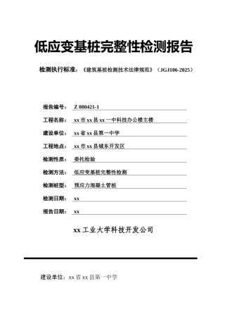 低应变基桩完整性检测报告