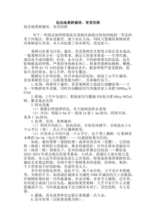 低洼地果树栽培、育苗初探