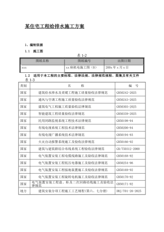 住宅工程给排水施工组织设计方案